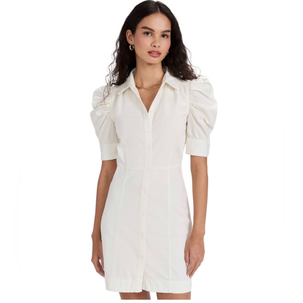 Frame Denim Gillian White Puff Sleeve Dress